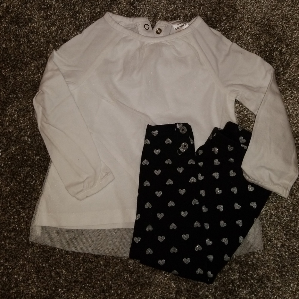 Carters Size 18mo Heart Legging/Shirt Outfit